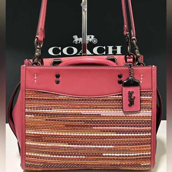 COACH Rogue 25 Upwoven Leather and Smooth Glovetanned Leather in Rouge/Multi - Picture 4 of 17